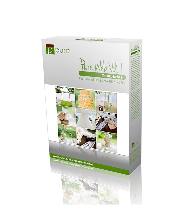 Product Box with example of Lightroom Marketing Template with wedding images.