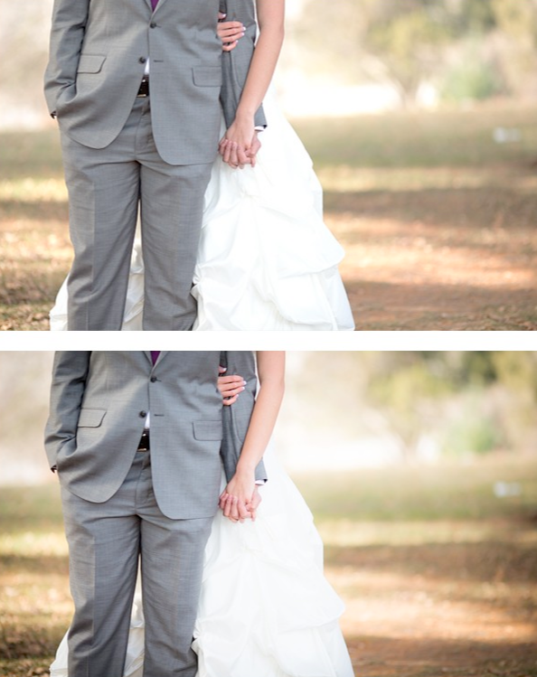 An image of a bride and groom holding hands edited using Pure Lightroom Presets Set 1.