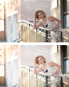 An image of a young woman standing on a urban staircase edited using Pure Lightroom Presets set 1.