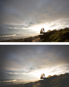 An image of a bride and groom standing on a beach in Hawaii edited using Pure Lightroom Presets Set 1.