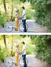 An image of a couple with a bicycle edited using Pure Lightroom Presets Set 1.