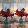 A before and after showing the effects of the Pure Clean Lightroom Mobile Presets.  A vase on a table with leaves in it.