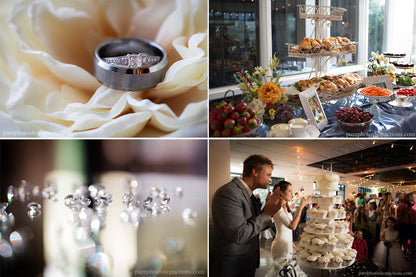 A collage of wedding details edited with Pure Essential Edit Photoshop Actions.