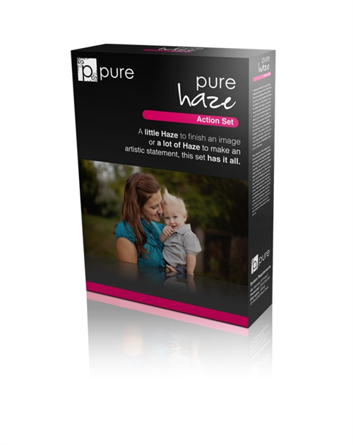 A product box for the Pure Haze Photoshop Actions.
