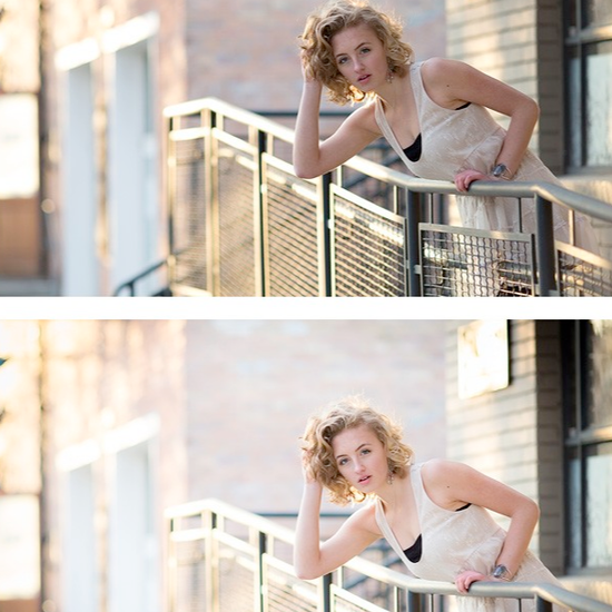 An image of a young woman standing on a urban staircase edited using Pure Lightroom Presets set 1.