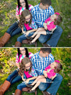 Before and after of a family playing in the grass.  The after image has much more pop and contrast and color glows compared to the before action.  Edited with Pure Summer Photoshop Actions and Lightroom Presets.