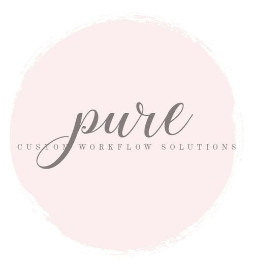 Pure Custom Workflow Solutions Logo in Pink Circle