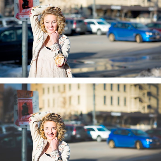 An image of a young woman in an urban setting edited using Pure Lightroom presets set 1.