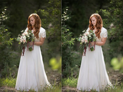 A photo of a bride with a soft and airy Lightroom or Photoshop edit that adds contrast and pop to the image.